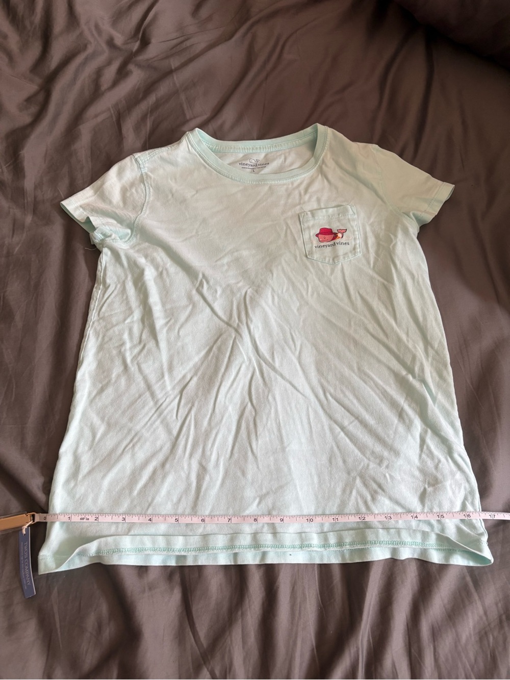 Vineyard Vines Girls' Mint Short Sleeve Tee with Pocket Whale Graphic